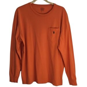 Polo Ralph Lauren Long Sleeve Pocket Tee, Size Large, Orange